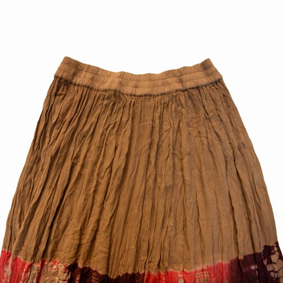 Boho Flow Hippie Tie Dye Tan Maxi Skirt - Picture 6 of 15